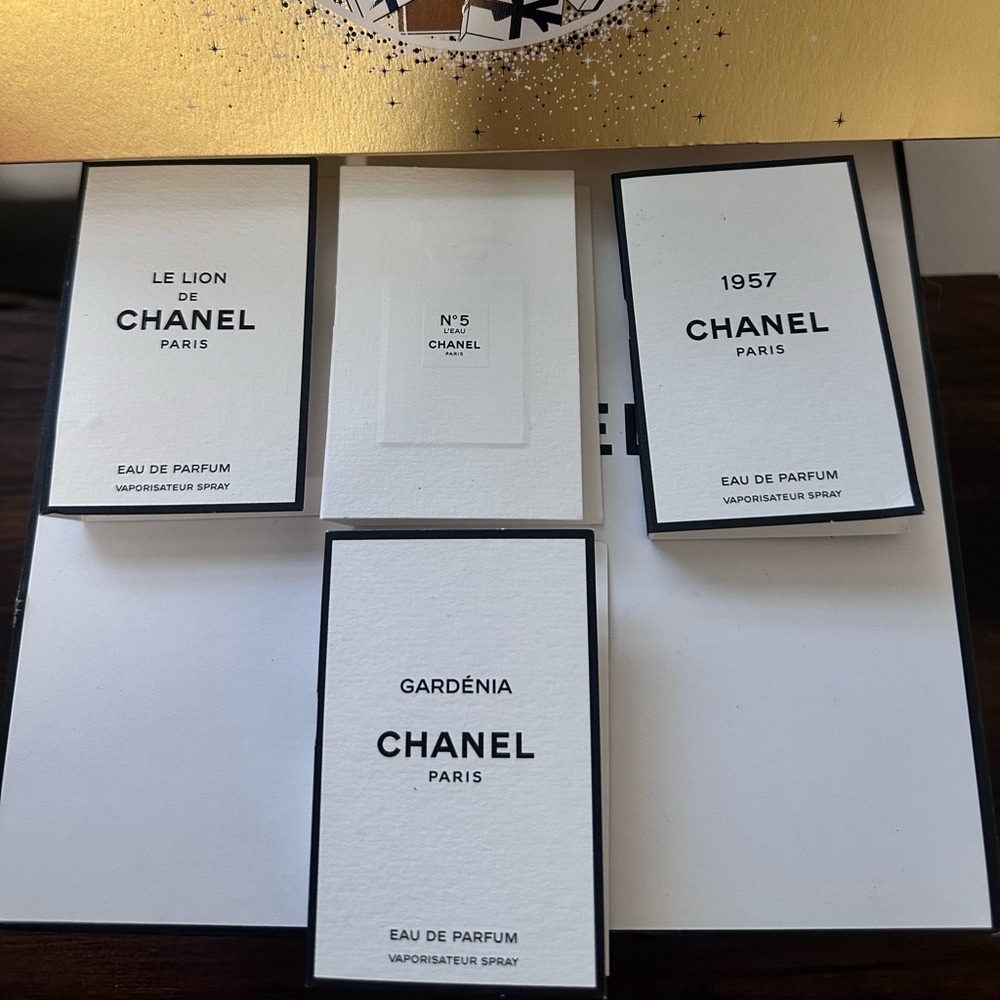 Chanel Les Exclusifs Gardenia, 1957, Le Lion and No5 samples